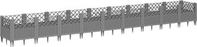 vidaXL Jardinieră grădină cu țăruși gri deschis 363,5x43,5x43,5 cm, PP