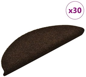 vidaXL Covorașe autoadezive pentru scări, 30 buc., 56x17x3 cm, maro închis, semirotunde