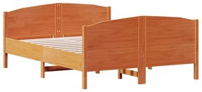 3216187 vidaXL Cadru de pat cu tăblie, maro ceruit, 120x190 cm, lemn masiv pin