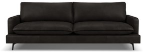 Canapea Virna cu 3 locuri si tapiterie din piele naturala, gri grafit
