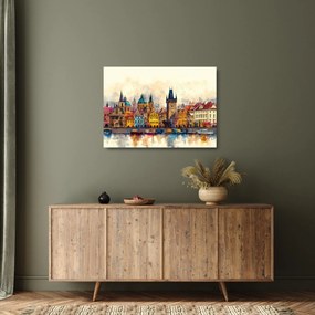 Tablou pe sticlă - Toamna în orașul pictat (70x50 cm)
