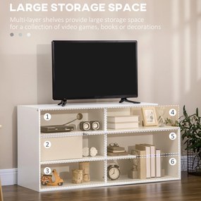 Comoda HOMCOM pentru TV de 32"-55" cu rafturi deschise din MDF pentru living si dormitor, 120x40x60cm, Alb | Aosom RO