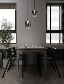 Pendul LED modern, Metal, Sticla, Gri Fumuriu, OBLO