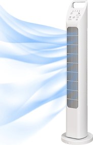 HOMCOM Ventilator turn cu telecomandă, temporizator 7,5 ore, ventilator silențios pentru dormitor, Alb | Aosom Romania