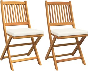 vidaXL Scaun pliant cu pernă 2 pcs Maro Lemn masiv de acacia
