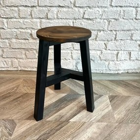 Scaun taburet Heidi , din lemn, culoare nuc-negru, 45 cm