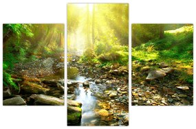 Tablou cu râul în pădurea verde (90x60 cm)