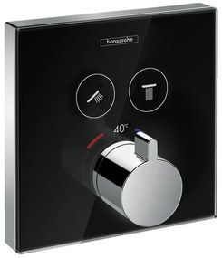 Baterie dus termostatata culoare negru crom Hansgrohe, ShowerSelect Negru lucios/Crom lucios