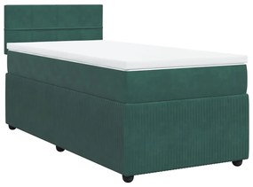 3287629 vidaXL Pat box spring cu saltea, verde închis, 90x190 cm, catifea