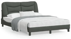 3207766 vidaXL Cadru de pat cu tăblie, gri închis, 140x190 cm, textil