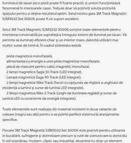 Set 3 metri sina magnetica monofazata cu iluminat inclus Alfa 52M3032WH alb, 3000K