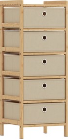 HOMCOM Comodă cu 5 sertare din material textil Cadru din bambus Comodă pentru spații mici Crem și natural | Aosom Romania