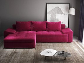 Colțar extensibil dumonde cu ladă de depozitare si sezut confortabil din spuma high-density, Leonardo Zoom Rosu 260x185 cm