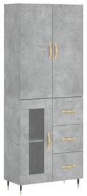 3195943 vidaXL Dulap înalt, gri beton, 69,5x34x180, lemn compozit