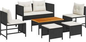 vidaXL Set de canapele pentru grădină 6 pcs Negru și Crem poliratan