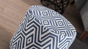 Taburet tapițat Begon - Dark Blue, White