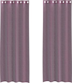 vidaXL Perdele Voile cu Oelii 2 buc Violet 140x300 cm