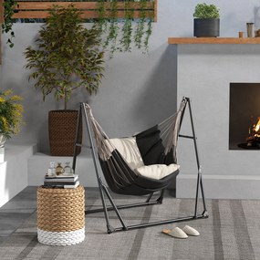 Outsunny Suport pentru hamac pliabil 2 în 1 Suport pentru scaun suspendat cu structură din metal și geantă de transport Negru | Aosom Romania