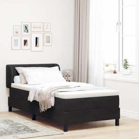 vidaXL Pat cu arcuri și saltea Negru 90x190 cm Catifea