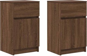 vidaXL Noptiere, 2 buc., stejar maro, 39x35x65 cm, lemn prelucrat