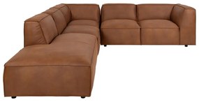 Colțar maro coniac cu tapițerie din imitație de piele (colț stânga) Fairfield Kentucky – Bonami Selection