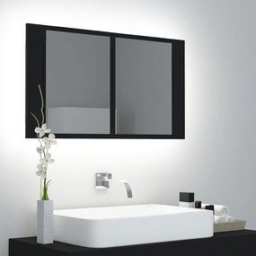 804965 vidaXL Dulap de baie cu oglindă și LED, negru, 80x12x45 cm
