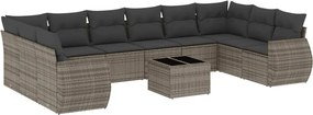 vidaXL Set canapele de grădină cu perne, 11 piese, gri, poliratan