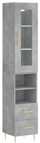 3199293 vidaXL Dulap înalt, gri beton, 34,5x34x180 cm, lemn prelucrat