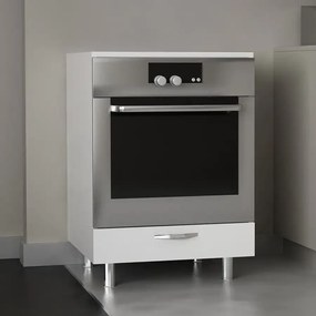 Dulap masca aragaz, cuptor bucatarie cu sertar, Homs, alb, 85 x 60 x 59 cm