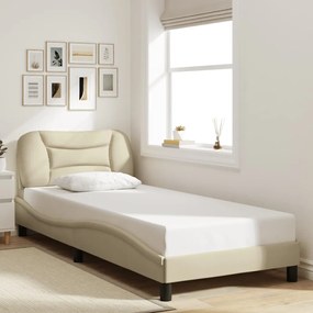 vidaXL Cadru de pat fără saltea cremă 90x200 cm țesătură