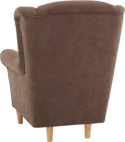 Fotoliu cu taburet, material maro, ASTRID