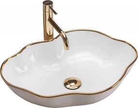 Lavoar alb/auriu pe blat Rea Pearl Gold Edge 51,5 cm