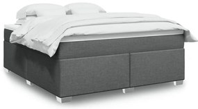 vidaXL Pat box spring cu saltea, gri închis, 180x200 cm, textil