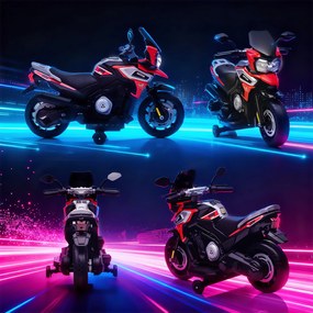 AIYAPLAY Motocicletă Electrică pentru Copii 18-36 Luni, 6V Motocicletă Electrică pentru Copii cu Roți Detașabile, Faruri, Muzică, 2.4 km/h Mini Motocicletă cu Far, Max 30kg, Roșu | Aosom Romania