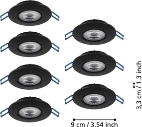 Eglo 300191 - Set 7 spoturi LED încastrate GEDREZ, 4,9 W, 230 V, Ø 9 cm, negru