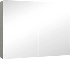 HOMCOM Dulap suspendat pentru baie cu oglindă, mobilier de baie, uși duble și rafturi reglabile, 80x15x60cm, gri | Aosom Romania