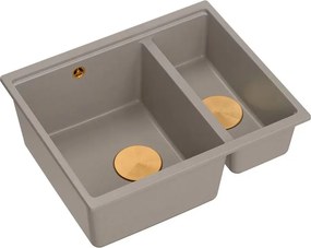 Chiuveta compozit sub blat Quadron Logan 150 bej - cupru 56x46 cm