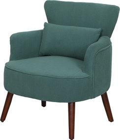 HOMCOM Fotoliu modern cu cotiere, scaun accent tapițat cu pernă lombară, picioare din lemn de cauciuc, Verde închis | Aosom Romania