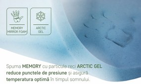 Saltea Argentum Therapy, Memory Arctic Gel, Husa cu ioni de argint, Super Ortopedica, Anatomica, 180x190 cm