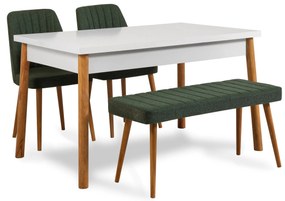 Set mobilier sufragerie Bimuvo 4 (pin atlantic + alb + verde) (pentru 4 persoane). 1095035