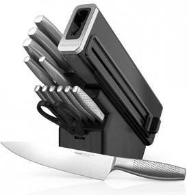 Set cutite cu ascutitor si suport Ninja K62014EUUK, 14 piese, StaySharp, Design ergonomic, Negru/Argintiu