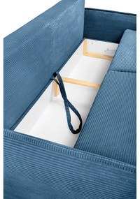 Canapea albastră extensibilă cu tapițerie din catifea reiată 218 cm Tori – Bonami Selection