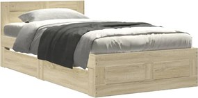 vidaXL Cadru de pat cu tăblie, stejar sonoma, 90x200 cm lemn prelucrat