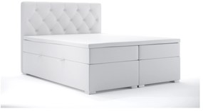 Pat matrimonial Boxspring 180 cm Ronda (alb piele ecologică) (cu sp. depozitare). 1044321