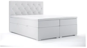 Pat matrimonial Boxspring 180 cm Ronda (alb piele ecologică) (cu sp. depozitare). 1044321
