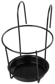 Suport metalic pentru ghiveci rotund, Bumeta, negru, 15 cm