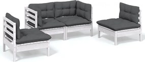 vidaXL Set mobilier grădină cu perne, 4 piese, lemn de pin