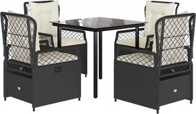 vidaXL Set mobilier de grădină cu perne, 5 piese, negru, poliratan