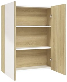 331530 vidaXL Dulap de baie cu oglindă, alb și stejar, 60x15x75 cm, MDF