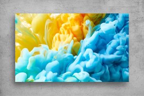 Tapet Premium Canvas - Fum colorat in galben si albastru abstract
